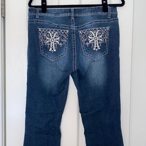 Embellished mid rise jeans